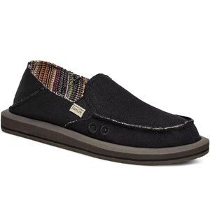 Sanuk Black Canvas Slip-On Shoes
